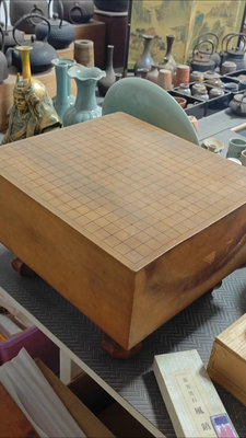 日本老圍棋桌 厚木整木 老包漿 有使用痕跡 輕微木裂
