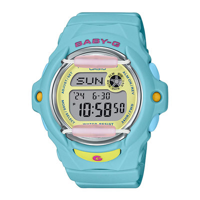 【CASIO】卡西歐 Baby-G 夏日繽紛 200米防水 運動電子錶 BG-169PB-2 藍/黃