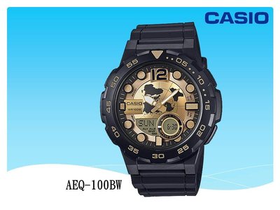 經緯度鐘錶CASIO手錶 百米防水 世界時間 電話記憶 雙顯示AEQ-100W系列【↘1080】AEQ-100BW黑金