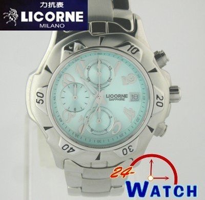 24-watch【LICORNE力抗-三眼-碼錶-運動錶款-柔和綠L920MWGA1】全新公司貨免運