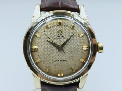 【發條盒子K0069】OMEGA 歐米茄 Seamaster 海馬 白面鍍金自動 日期顯示 經典男錶2577-11