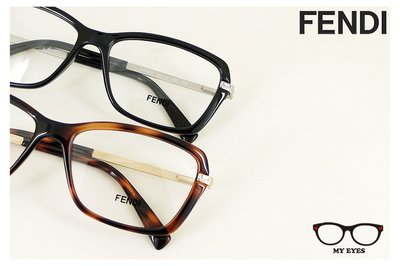 【My Eyes 瞳言瞳語】FENDI 義大利品牌 純黑色複合式光學眼鏡 優雅亮麗氣色 百搭不敗款 (F1042)