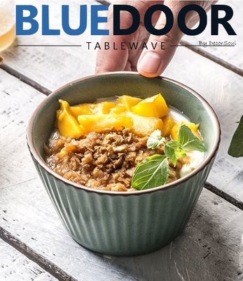 BlueD_ 依藍系列 復古條紋 5吋 飯碗 湯碗 大碗 沙拉碗 甜點碗 麵碗 仿舊陶瓷 創意設計 可微波 歐式鄉村風