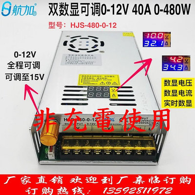 DC 0~12V 40A 480W 可調電源供應器 帶電壓表顯示 AC110/220V 可切換