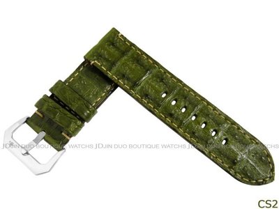 金鐸精品~CS2 沛納海 PANERAI 墨綠色鱷魚小骨皮革手工皮錶帶