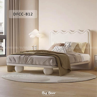 【大熊傢俱】DFCC B12 床架 餅乾床 皮床 奶油風 床組 軟床 造型床 兒童床 實木 訂製 現代床