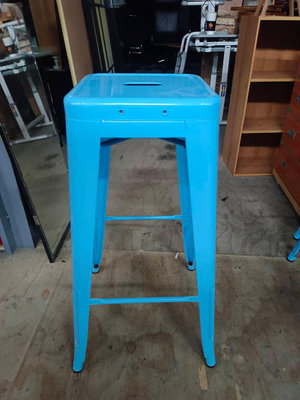 【尚典中古家具】水藍色鐵製高腳椅 中古.二手.高腳椅.吧檯椅.