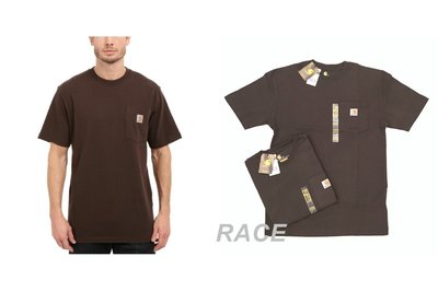 【RACE】CARHARTT K87 WORKWEAR T恤 口袋T 短袖 圓領T 重磅 美版 美規 咖啡色
