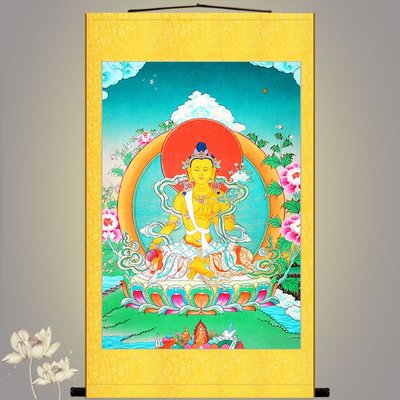 佛像 掛畫 唐卡 地藏王菩薩唐卡卷軸掛畫 絲綢佛像畫 絹布材質復古裝飾畫來圖定制