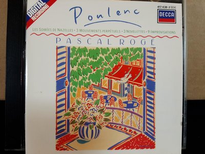 Pascal Roge,Poulenc-Piano Works,帕薩卡·羅傑，浦朗克-鋼琴作品集，如新。