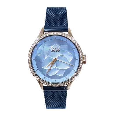 【台南 時代鐘錶 Naturally JOJO】JO96985-55R 立體花瓣 貝殼面盤 藍36mm錶帶套組 贈皮帶
