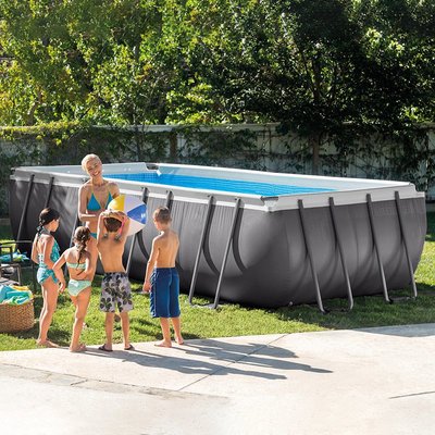 intex26364大型游泳池家用加厚成人管架水池充氣養魚池庭院水池