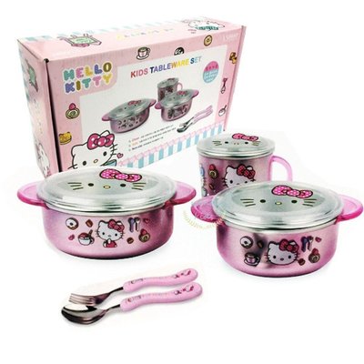 【現貨】【Wendy Kids】韓國進口 兒童餐具 kitty 304不鏽鋼餐具禮盒組 韓國製