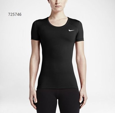 【熱賣精選】Nike耐吉上衣短袖緊身衣訓練服女款跑步衣黑色緊身衣速乾衣-LK49389