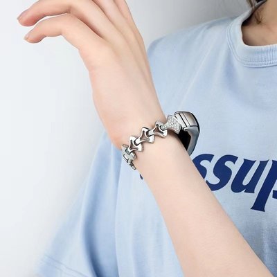 扇形鑲鑽米環替換帶 女士不鏽鋼小米手錶錶帶 小巧個性腕帶 適用於小米手環 3/4/5/6/7系列 超高CP值-竹泓良品