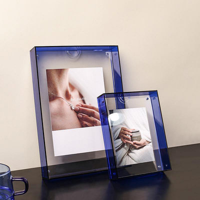 擺件貝漢美輕奢創意亞克力相框擺臺ins透明簡約客廳收納擺件6寸照片框