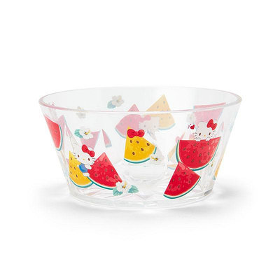 【唯愛日本】4550337115848 kitty 透明 樹脂 甜點碗 七彩水果 優格碗 沙拉碗 碗 卡通碗 JD42