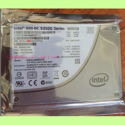 5Cgo【權宇】Intel SSD DC S3500 800G 800GB 2.5吋SATA3讀500M寫450M含稅