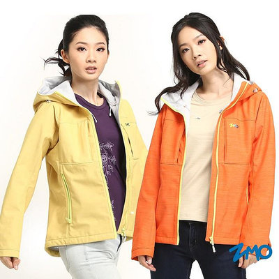 ZMO 女戶外保暖軟殼外套-橘色/黃色