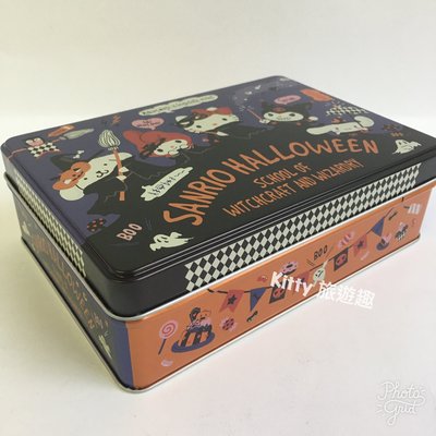 [Kitty 旅遊趣] 日本製 Hello Kitty 萬聖節鐵盒 馬口鐵盒 凱蒂貓 置物盒 收納盒 禮物盒