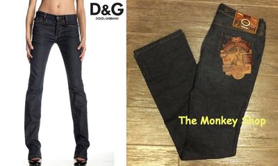 【 The Monkey Shop】全新正品 D &amp; G ( Dolce &amp; Gabbana ) 牛仔褲 深色低腰小喇叭