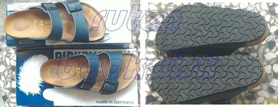 DSL德國製Birkenstock勃肯鞋：藍色真皮拖鞋Arizona（051151）鞋碼36附鞋盒