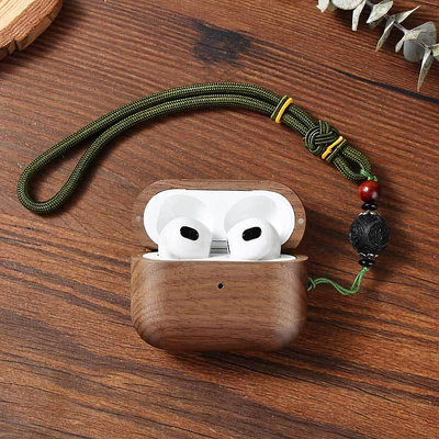 適用airpods pro新款耳機保護殼天然木紋廠家實木復古藍牙耳機套