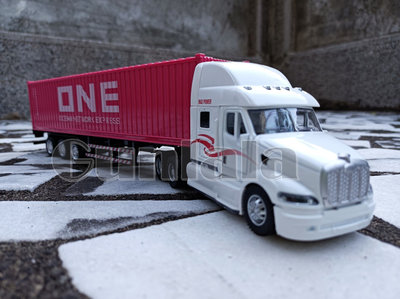美式重型卡車 貨櫃卡車 模型拖車 卡車頭 聲光迴力功能模型車 約1:50 40尺貨櫃車 四十尺貨櫃