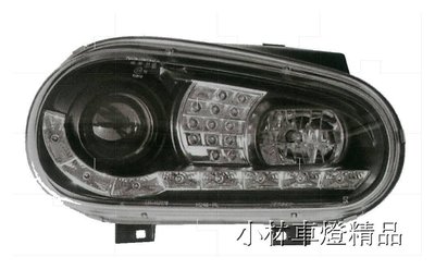 ※小林車燈※全新外銷件VW GOLF 98 4 MK4 DRL 日行燈 R8 方向燈LED 黑框/晶鑽 燈眉魚眼大燈