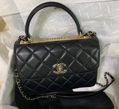 小巴黎二手名牌 真品Chanel trendy cc 黑金 30的保卡  台灣購證 未使用