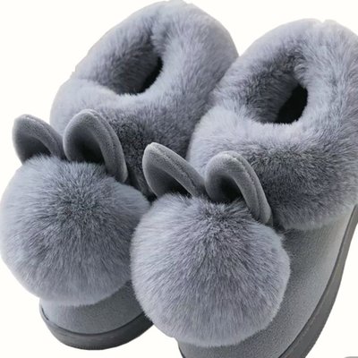 室內拖23-24灰色兔子保暖冬天絨毛毛茸茸禦寒舒適雪靴戶外拖鞋戶外鞋室內保暖鞋 尺寸