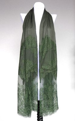 絲顏精品～Vintage Shades 浪漫法式古典蕾絲圍巾披肩 森林綠