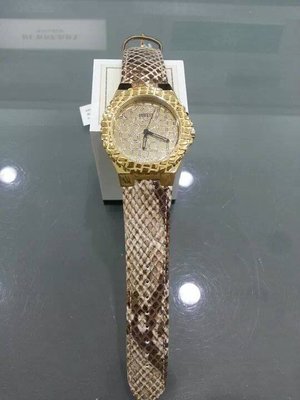 [永達利鐘錶] GUESS 金殼壓紋造型 蛇紋皮帶錶 GWW0227L2 總公司12個月保固 40mm