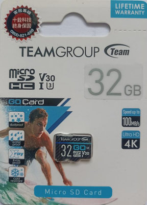 TEAM 十銓 GO Card MicroSD UHS-I U3 32GB 記憶卡