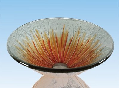FUO衛浴:45公分 花系列  太陽花彩繪 藝術強化玻璃碗公盆 (WY15235)現貨特價！