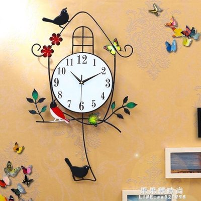✅嚴選✅創意鐘表掛鐘客廳歐式裝飾靜音現代個性簡約家用小鳥掛表田園時鐘 LJSH10169