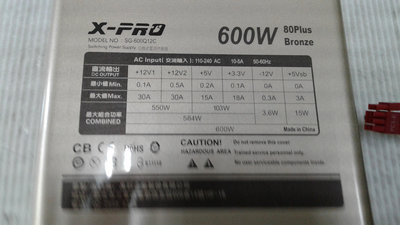 【 創憶電腦 】600W 80+ 電源供應器 直購價 500元
