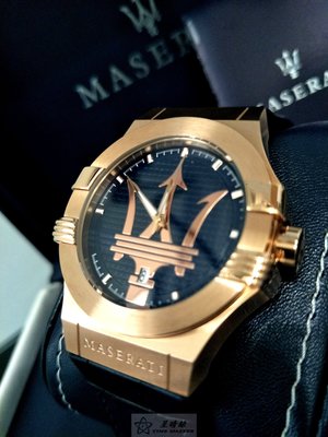 請支持正貨，瑪莎拉蒂手錶MASERATI手錶POTENZA款，編號:R8851108027,寶藍色錶面藍色皮革錶帶款
