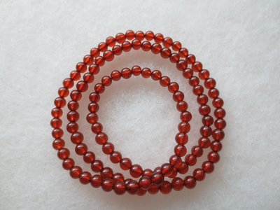 玉寶- 頂級天然錳鋁榴石/石榴石-紅桔紅-圓珠項鍊-(5.4~5mm)手鍊3圈+