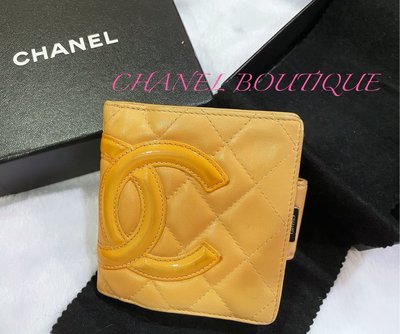 正品 Chanel vintage cambon wallet 香奈兒 康朋 短夾 皮夾 裸色 膚色 beige 橘色內裡經典壓紋 經典色系 今年最紅大地系