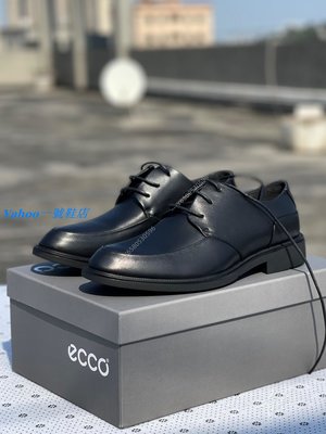 Ｙａｈｏｏ一號鞋店　ECCO愛步新款正裝皮鞋男56016系帶 經典商務男皮鞋  黑色38-44