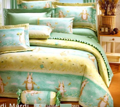 兩用被床包組四件式雙人尺寸-原野小兔-台灣製精梳棉 Homian 賀眠寢飾