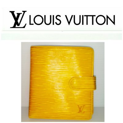 Louise Vuitton經典款 LV 對摺皮夾 4卡 EPI短夾 黃色發財夾 零錢包$398 1元起標 有BV