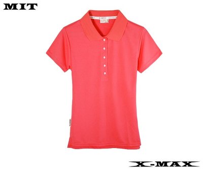 特價150~排汗王~X-MAX~台灣製-冰感系列-長版-素面POLO衫-女款-珊瑚紅~排汗衫~涼感紗~抗UV~客製化~