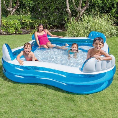 【熱賣精選】 美國INTEX56475 靠背座位家庭水池 充氣水池兒童游泳池