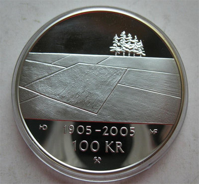 挪威2003年100克朗精制紀念銀幣 從瑞典獨立系列一自然風