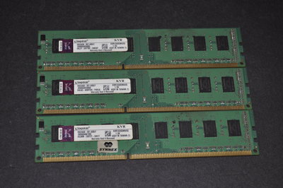金士頓 DDR3-1333 2Gx3 雙面 同廠牌 同顆粒 同週期 雙通道 三通道 終保 KVR1333D3N9/2G