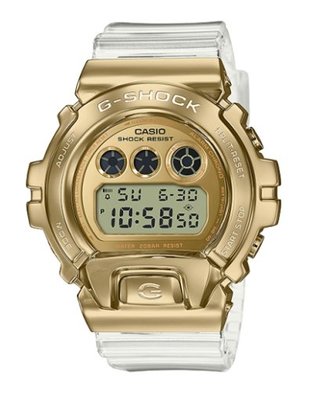 【CASIO】卡西歐 G-SHOCK 金屬框 200米防水電子錶 運動電子錶 GM-6900SG-9 金/透明