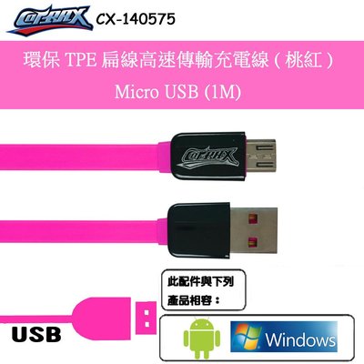 出清特價 環保TPE扁線高速傳輸充電線(桃紅)-Micro USB