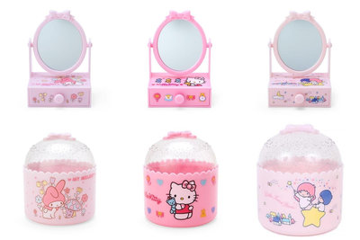 ♥小花花日本精品♥ Hello Kitty 美樂蒂 雙子星  造型置物罐 桌鏡小物收納盒~3